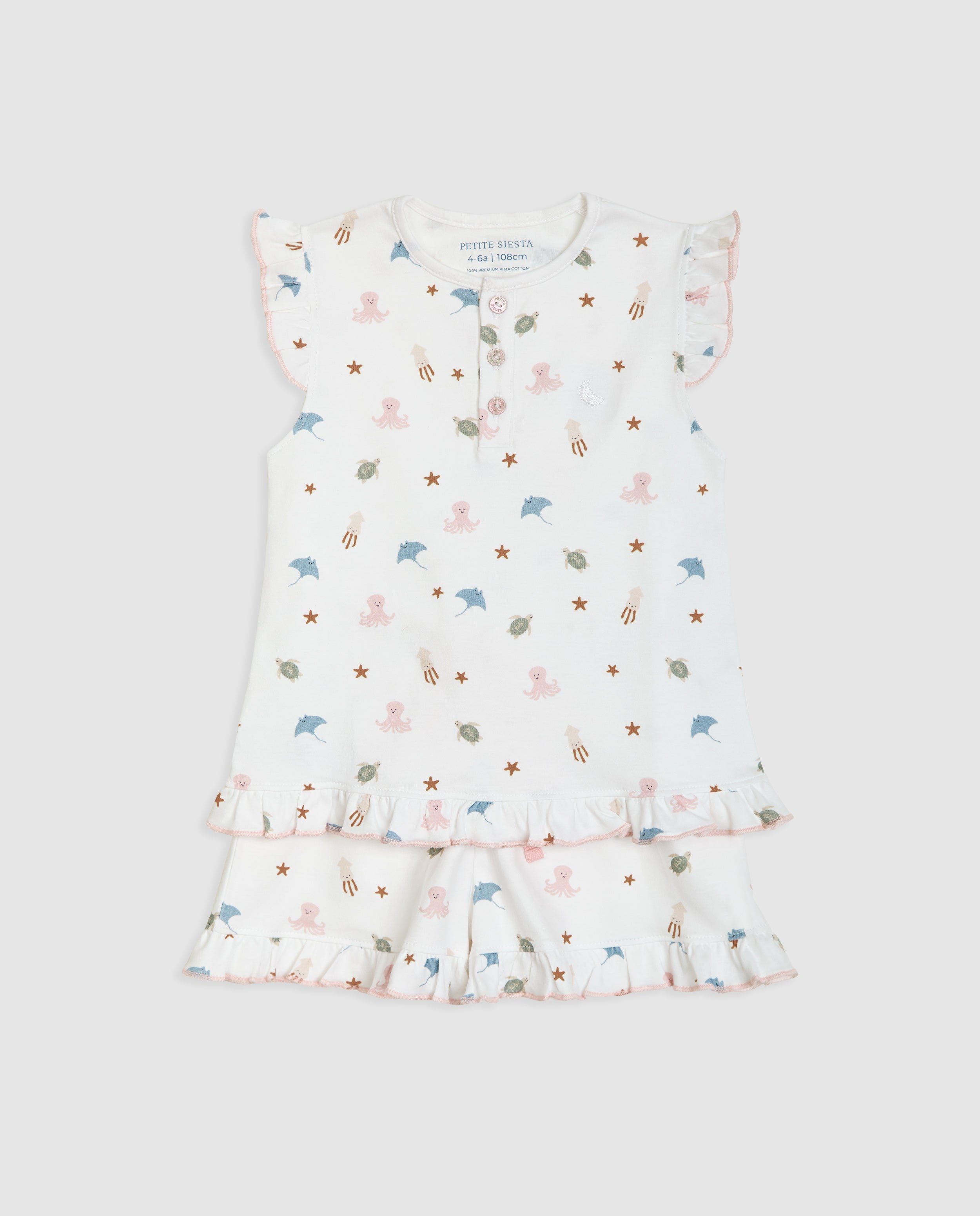 Kids Ocean Ruffle Short Pajamas