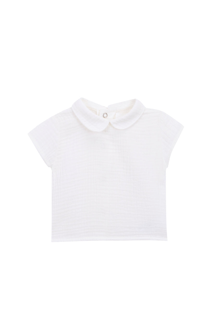 Chemise blanche à col bébé et manches courtes Bambula