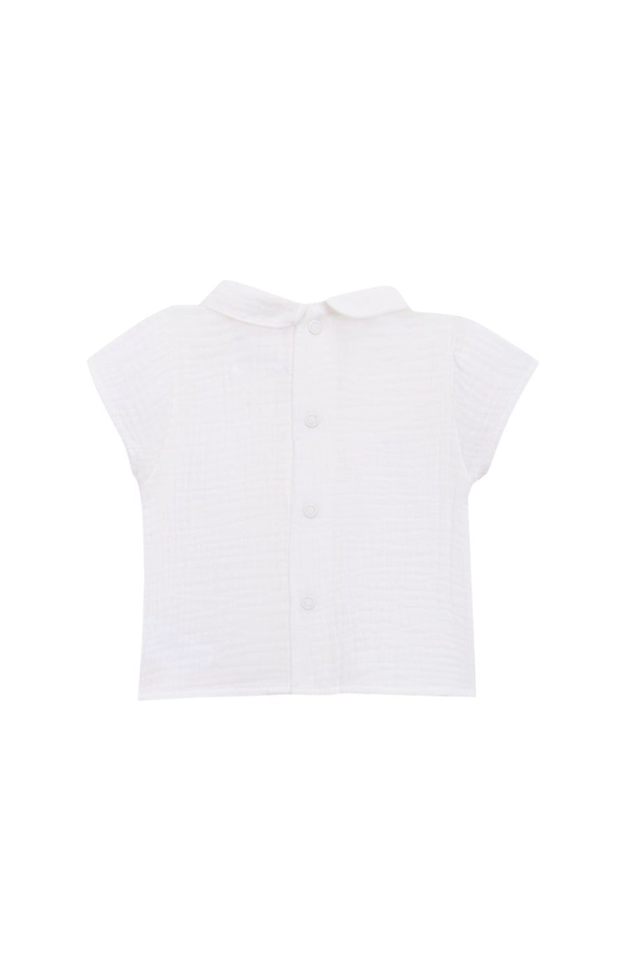 Chemise blanche à col bébé et manches courtes Bambula
