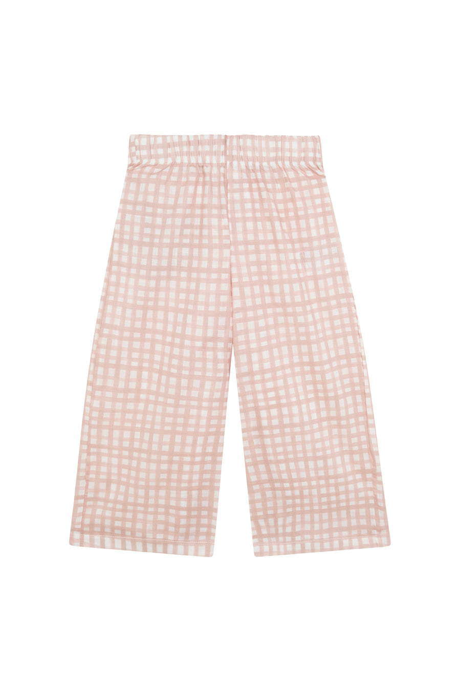 Pantalon long pour fille en vichy rose et fleurs