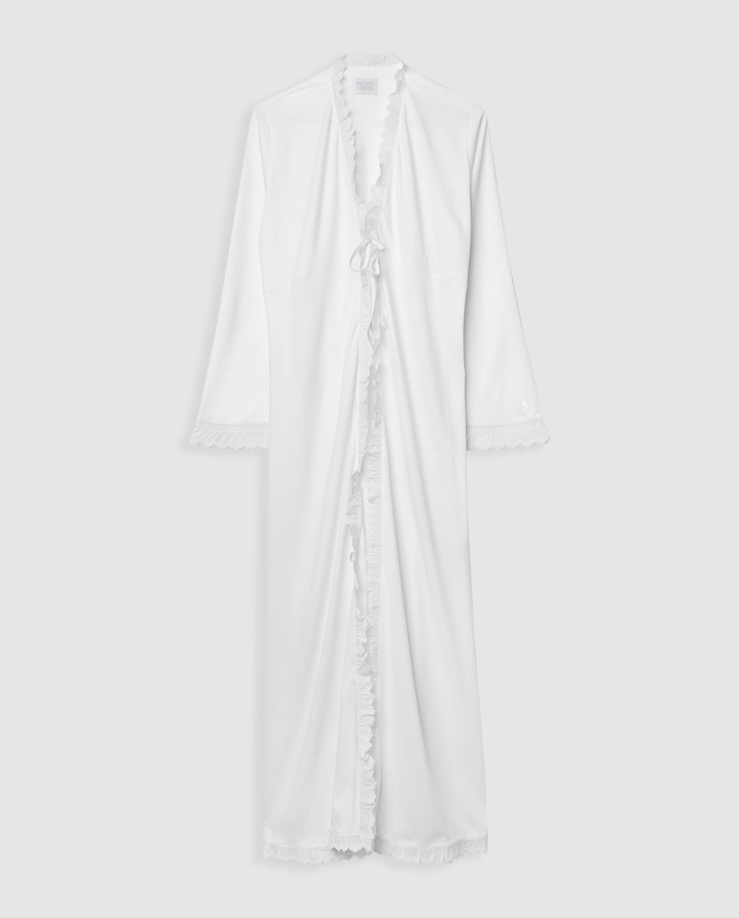 Bata Mujer Tira Bordada Blanca