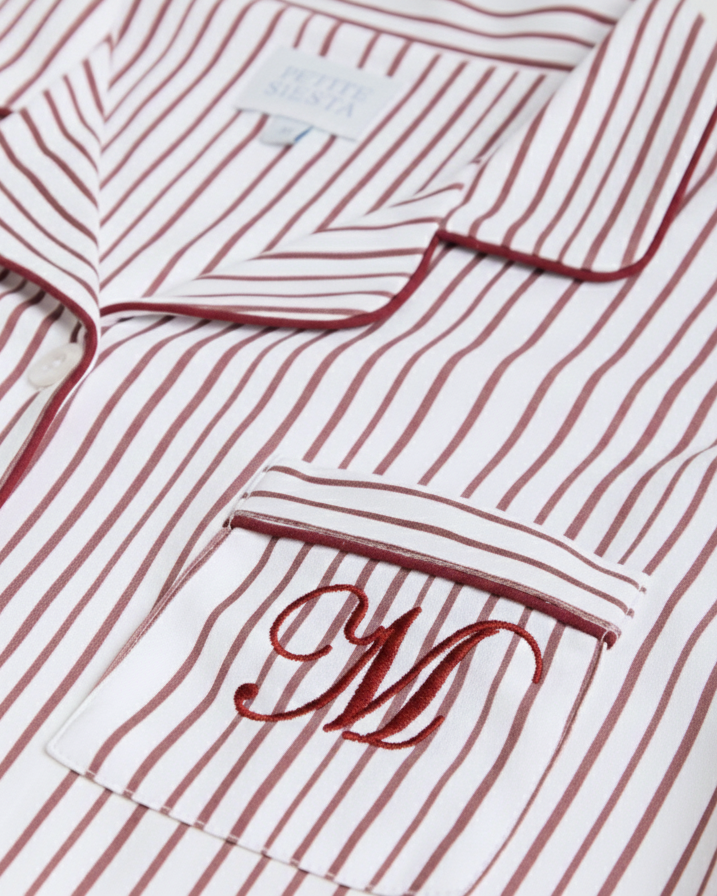 Pijama Mujer Camisero Rayas Burgundy