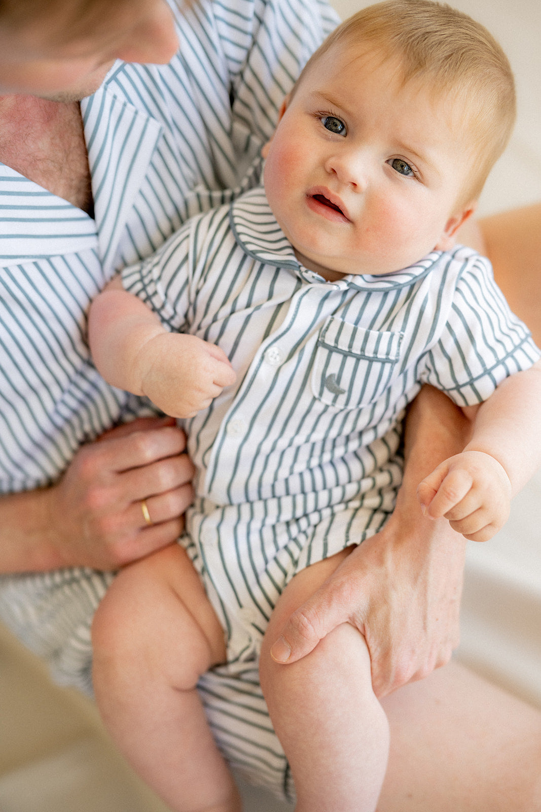 Pijama Bebé Camisero Rayas Deep Blue Corto