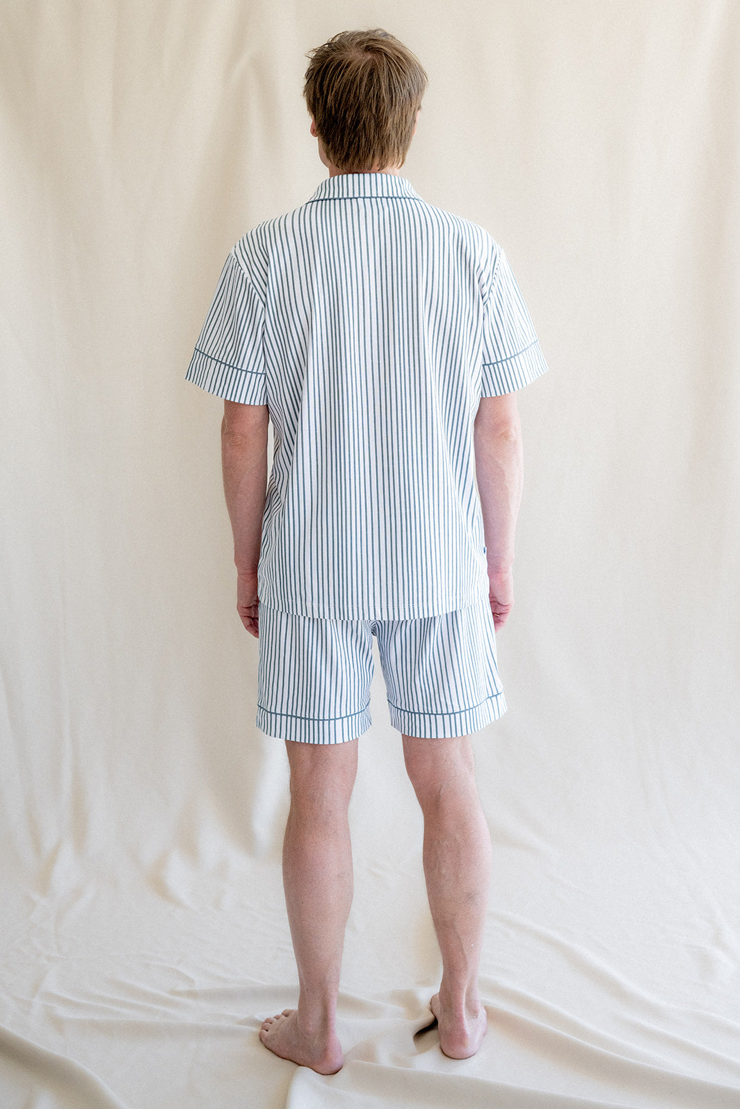 Pyjama court à rayures bleu foncé pour homme