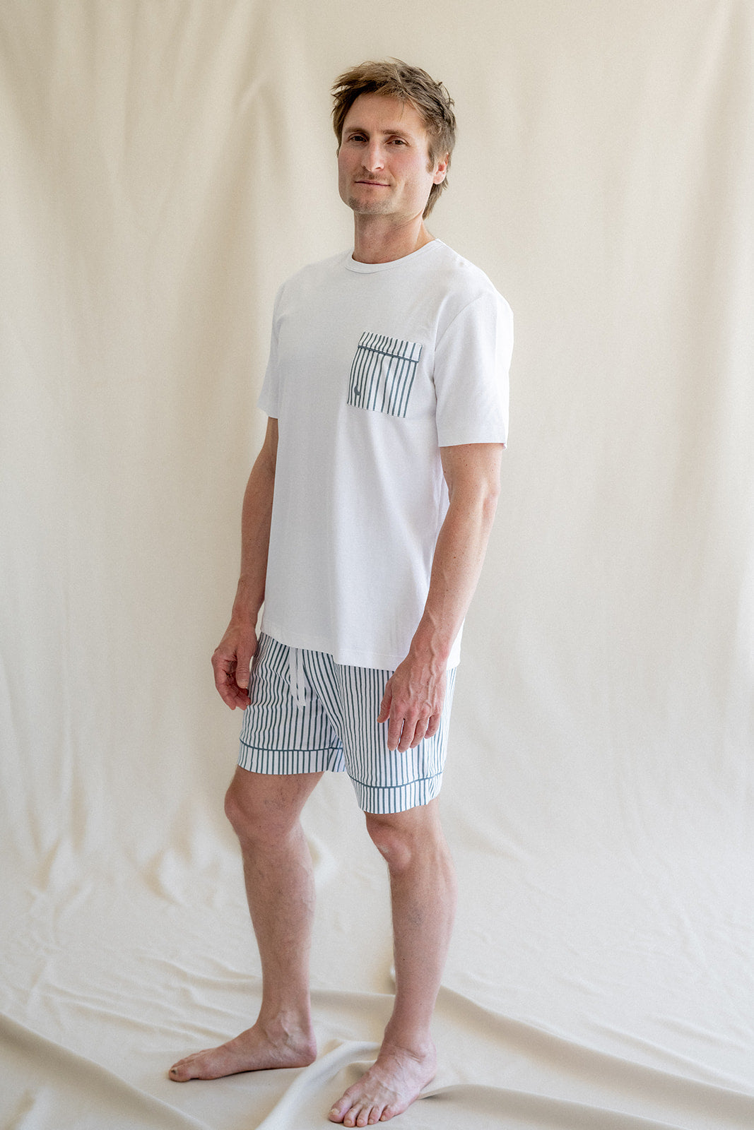 Pijama Hombre Camiseta Raya Deep Blue Corto