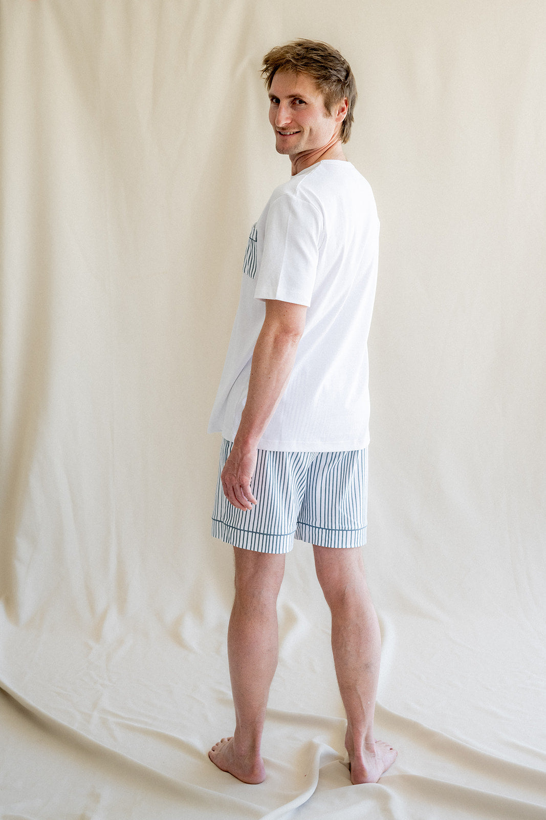 Pijama Hombre Camiseta Raya Deep Blue Corto