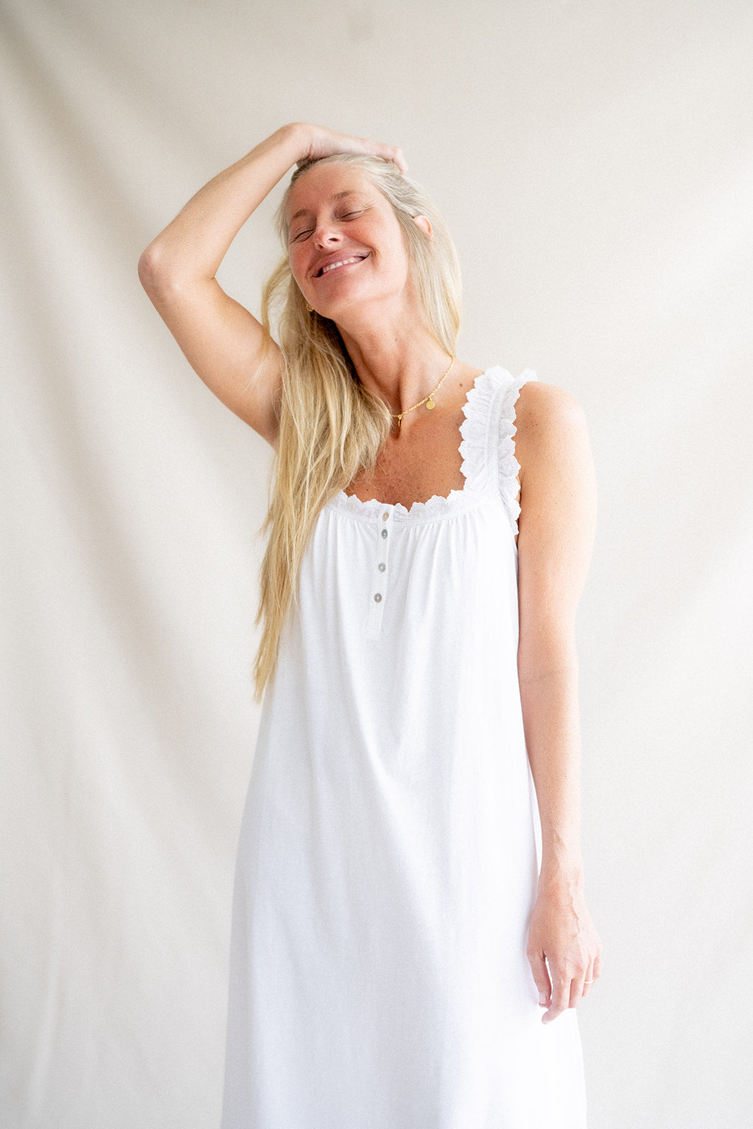 Camisón Mujer Tira Bordada Blanco