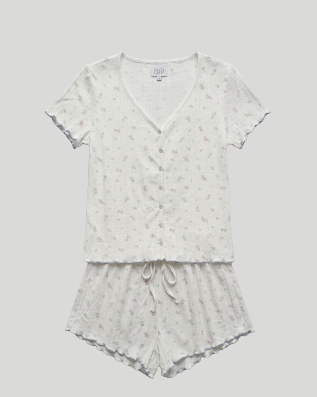Pijama Mujer Pointelle Flores Corto
