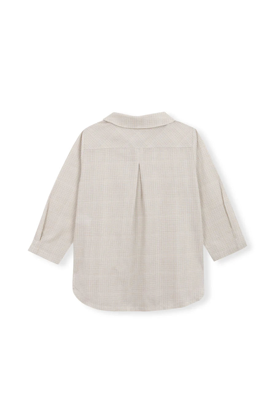 Chemise à col rond vichy beige