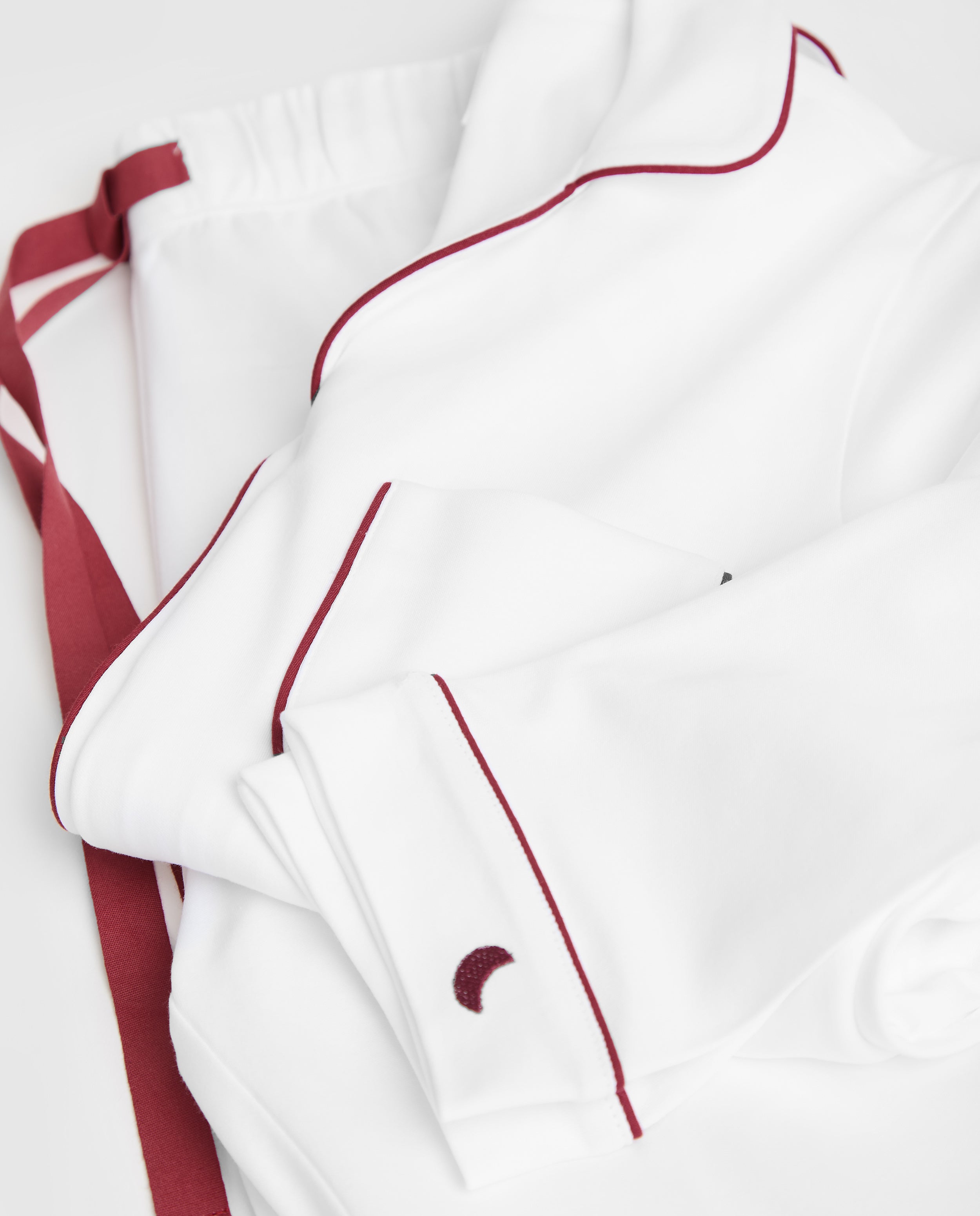 Pijama Mujer Camisero Blanco Burgundy