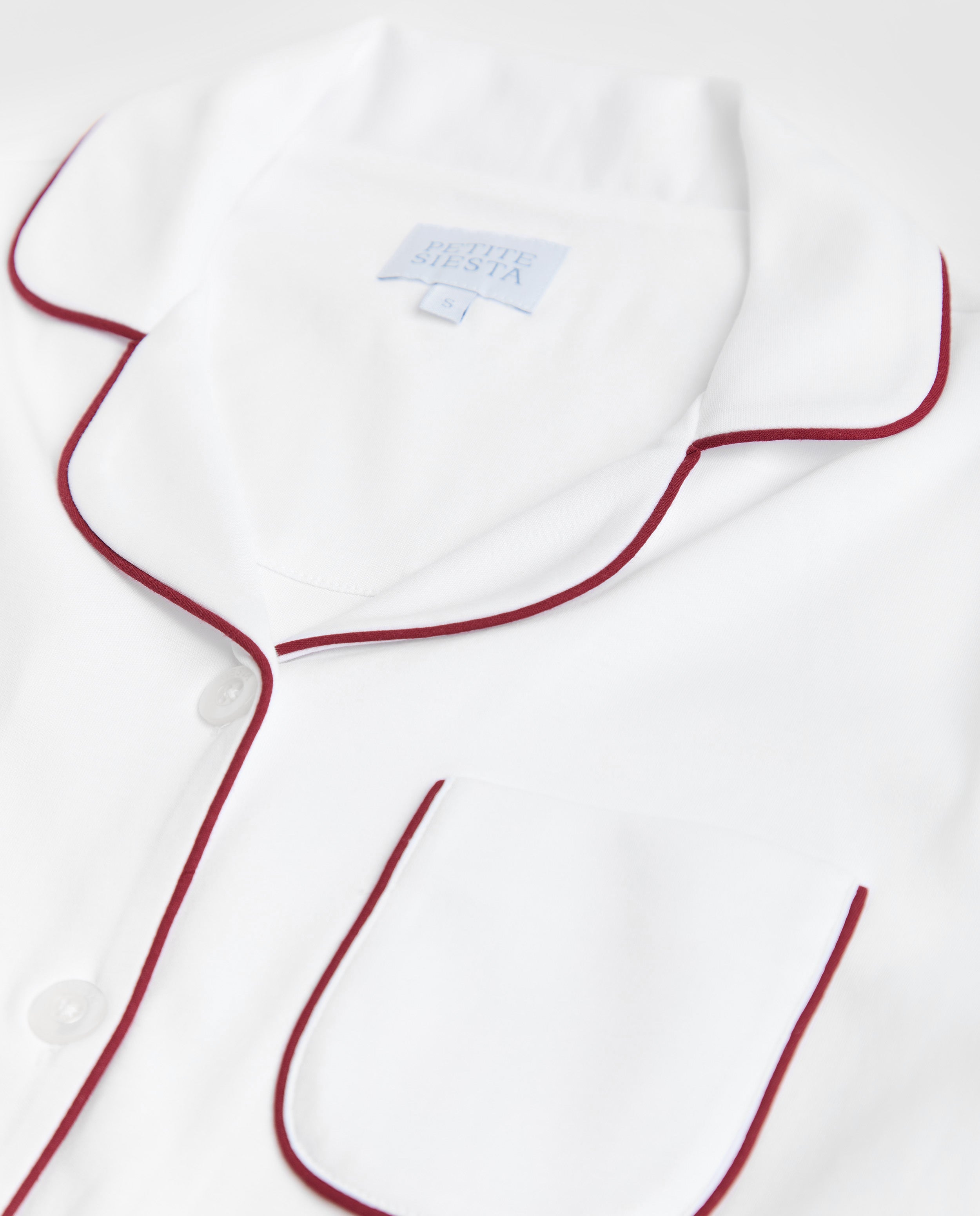 Pijama Mujer Camisero Blanco Burgundy