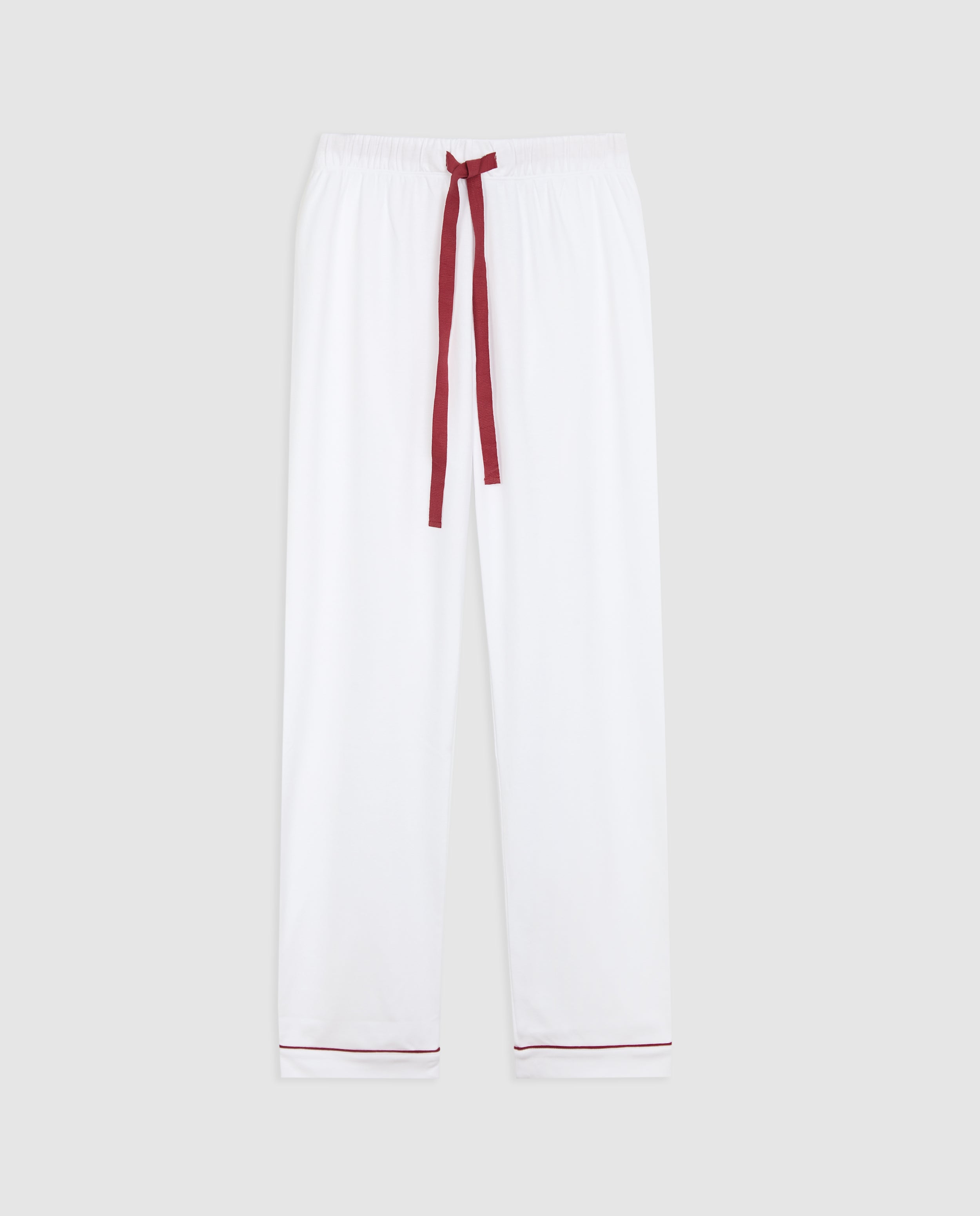 Pyjama chemise blanc bordeaux pour femme