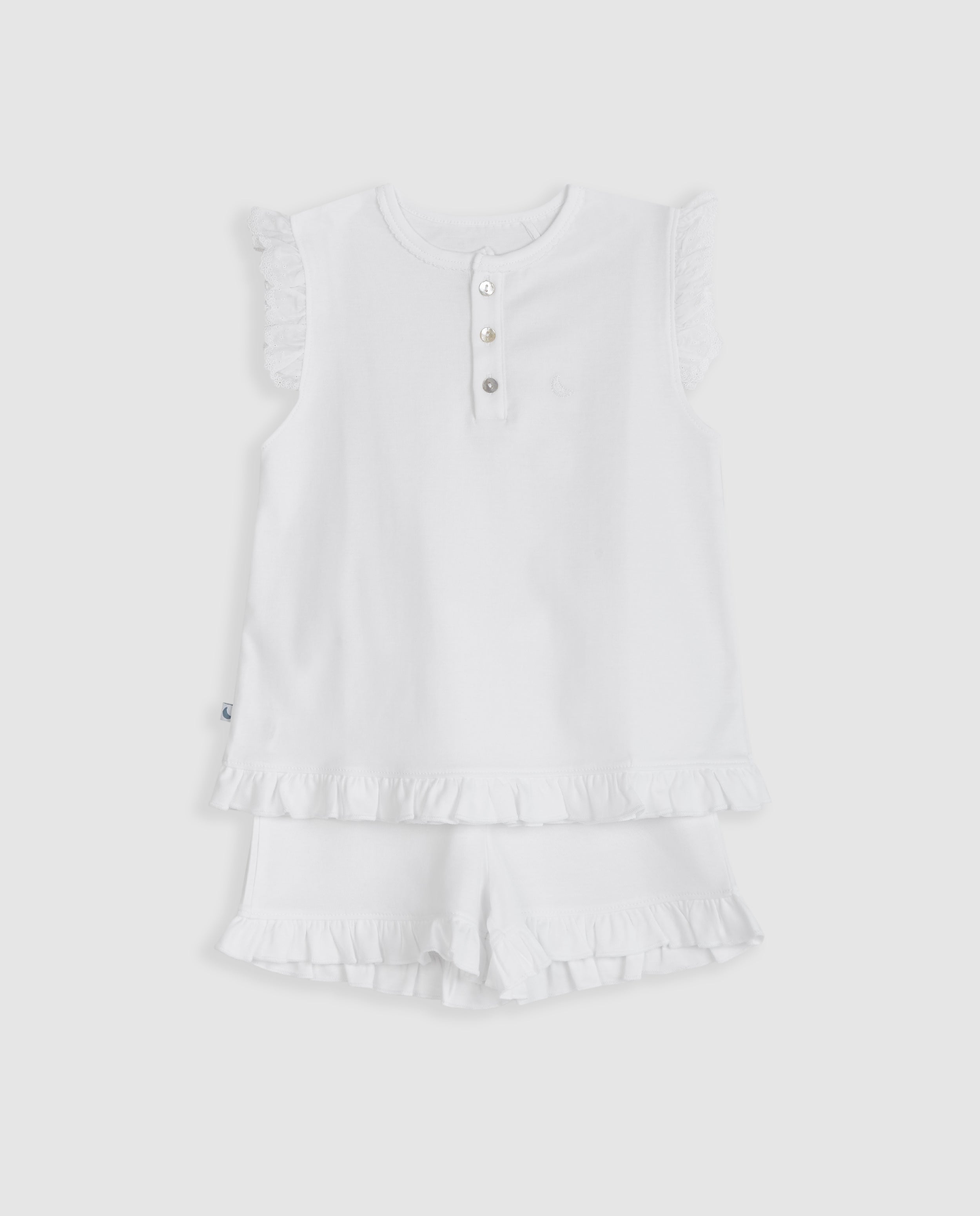 Pijama Kids Volantes Tira Bordada Corto