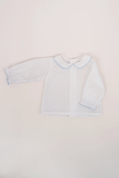 Camisa Batista Picotea Azul Manga Larga