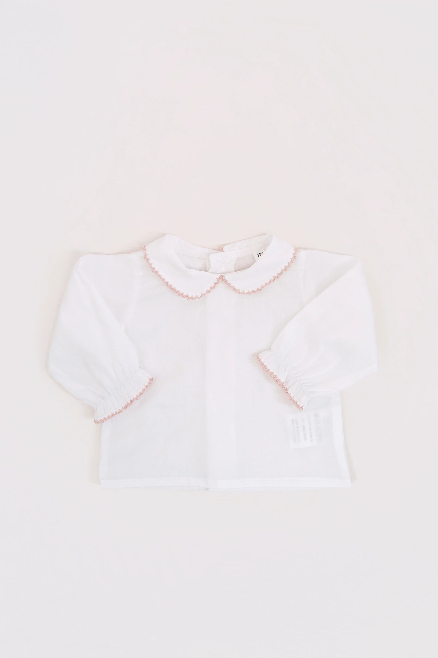 Camisa Batista Picotea Rosa Nude Manga Larga