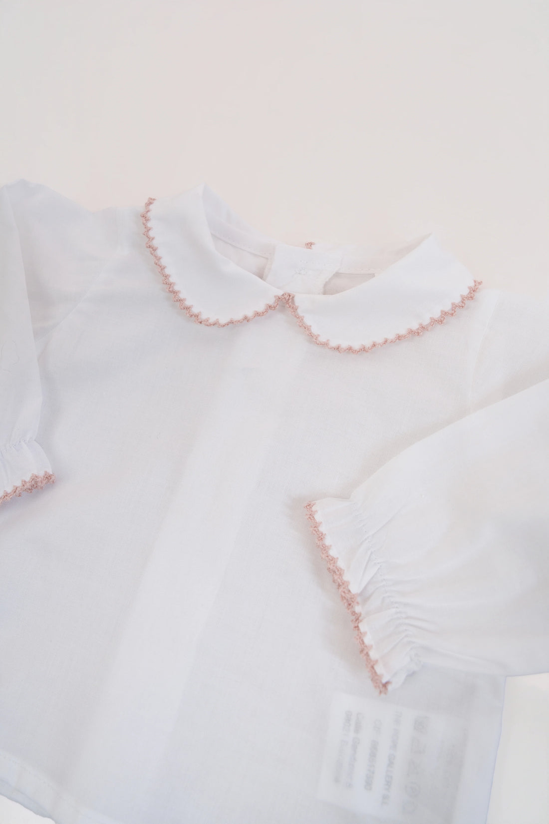 Camisa Batista Picotea Rosa Nude Manga Larga