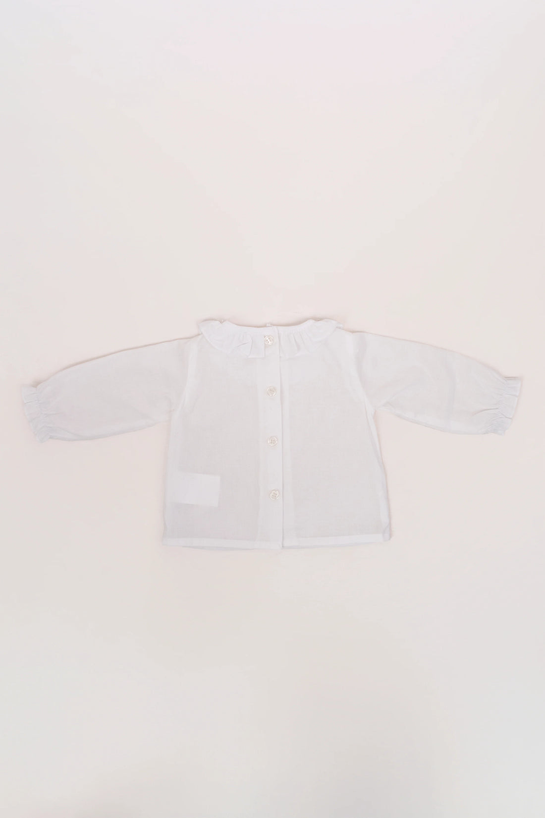 Camisa Batista Cuello Volante Blanca Manga Larga