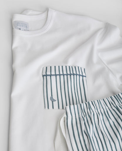 Pijama Hombre Camiseta Raya Deep Blue Corto