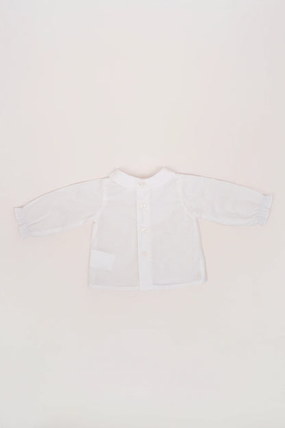 Camisa Batista Cuello Bebé sin Picotea Manga Larga