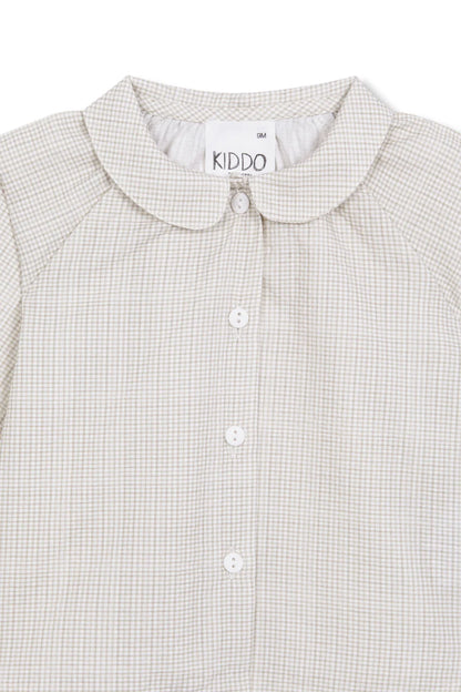 Camisa Cuello Bebé Vichy Beige