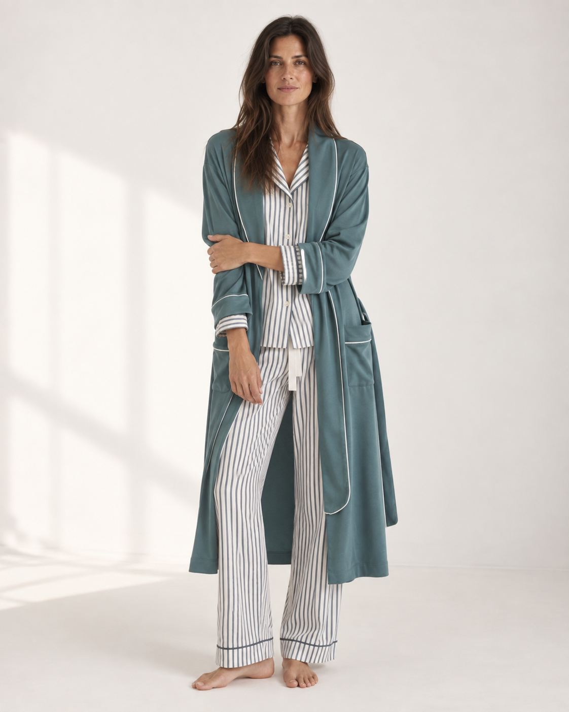 Peignoir bleu profond pour femme