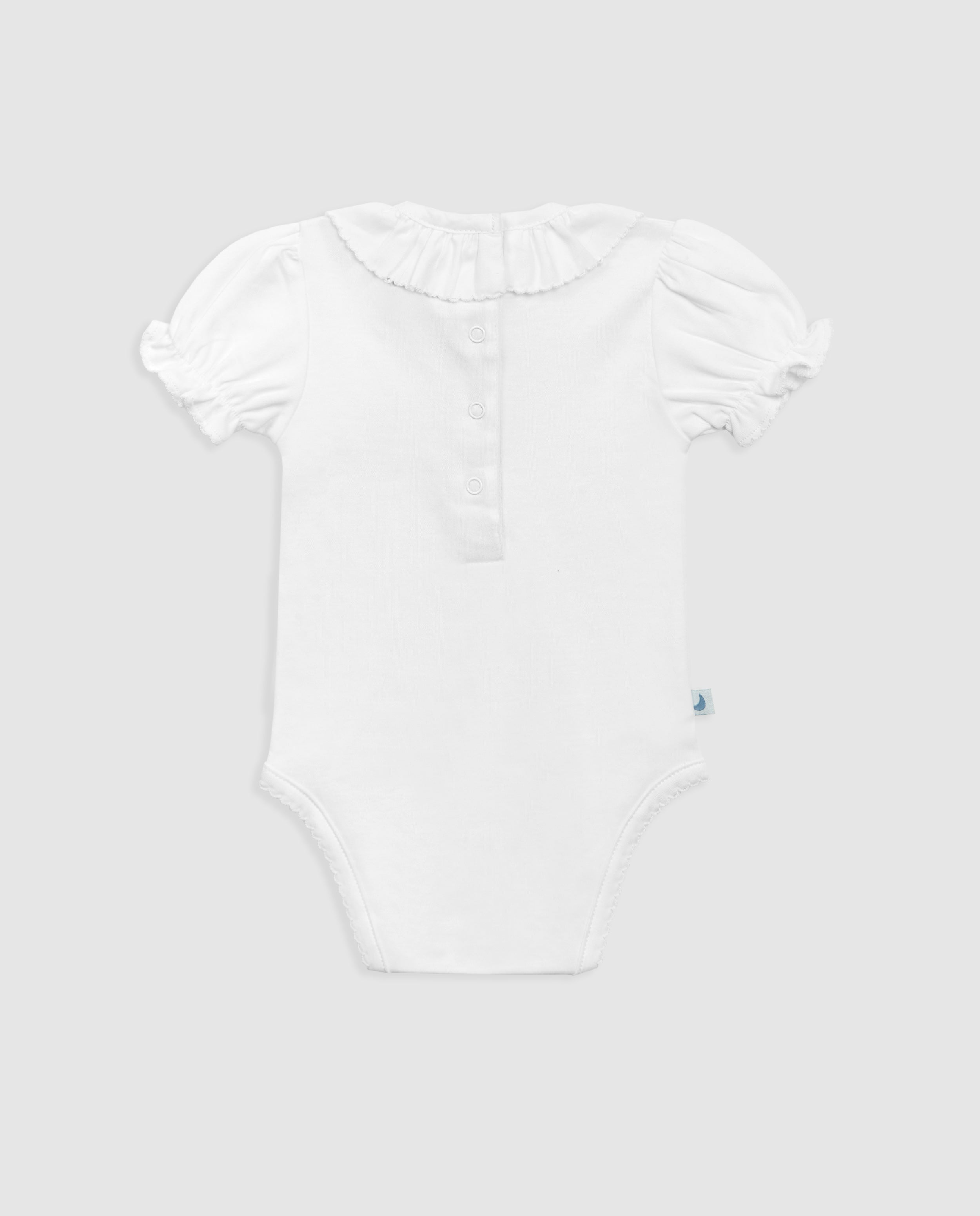 Body Cuello Volante Blanco Manga Corta