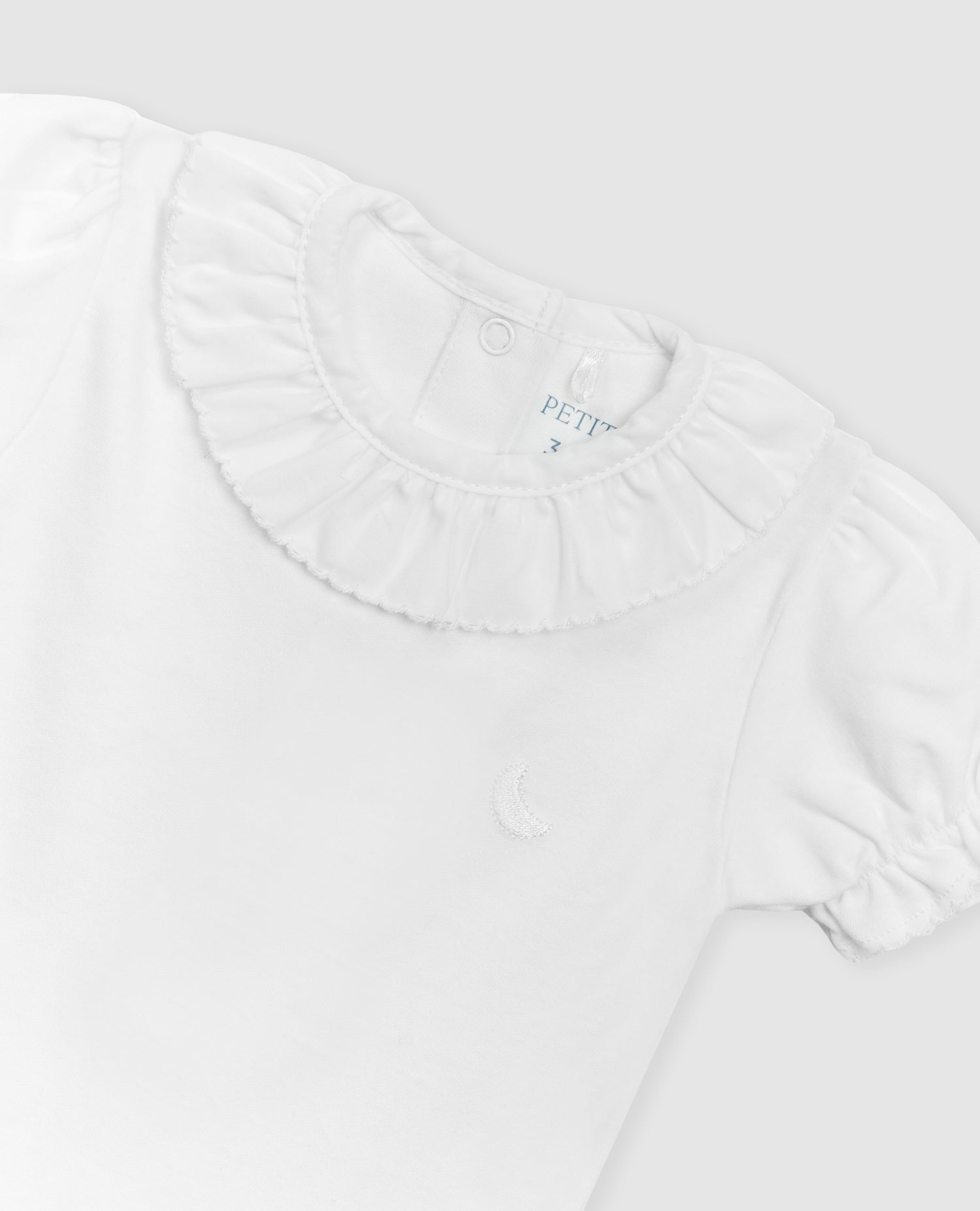 White Ruffle Neck Short Sleeve Bodysuit