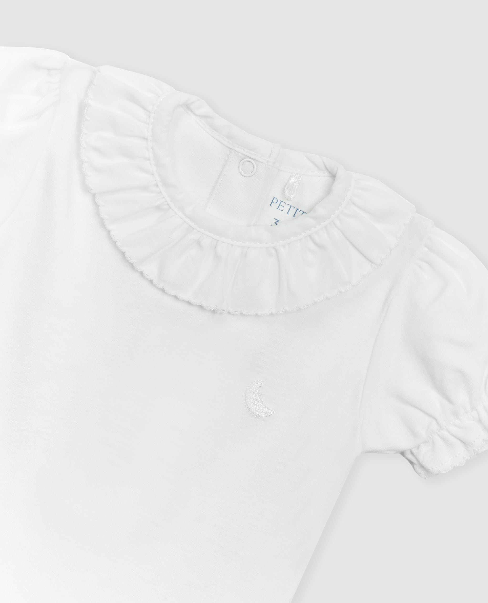 Body Cuello Volante Blanco Manga Corta