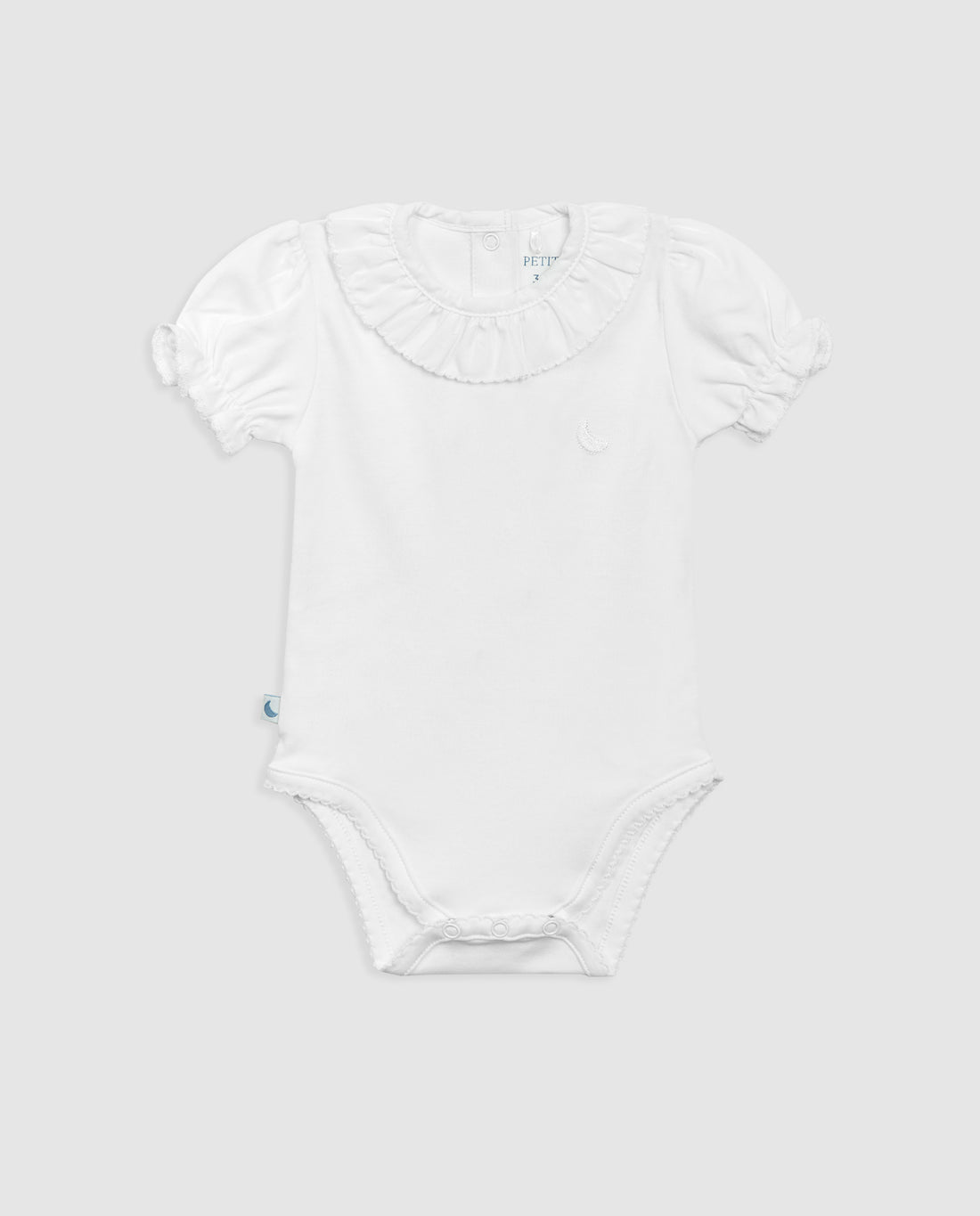 Body Cuello Volante Blanco Manga Corta