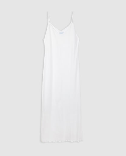 Chemise de nuit longue blanche à bretelles pour femme
