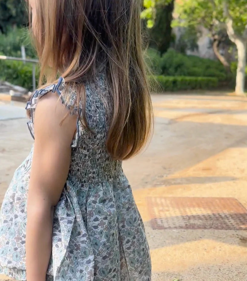 Petroleum Floral Smock Blouse