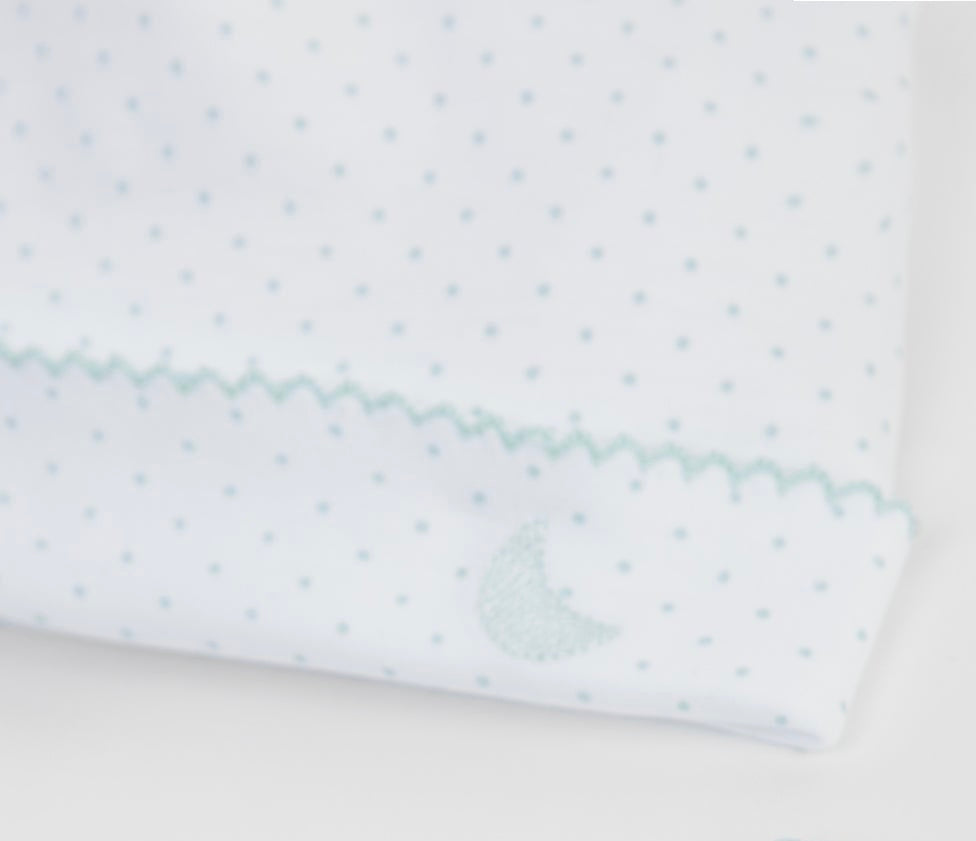 Bonnet bébé à pois bleus