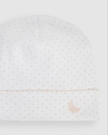 Bonnet bébé à pois roses
