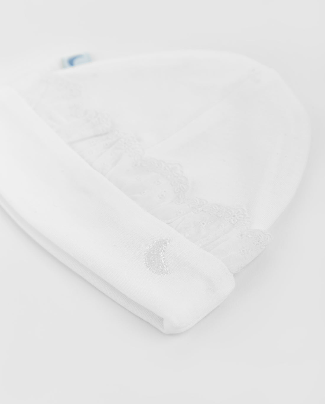 White Embroidered Strip Baby Hat