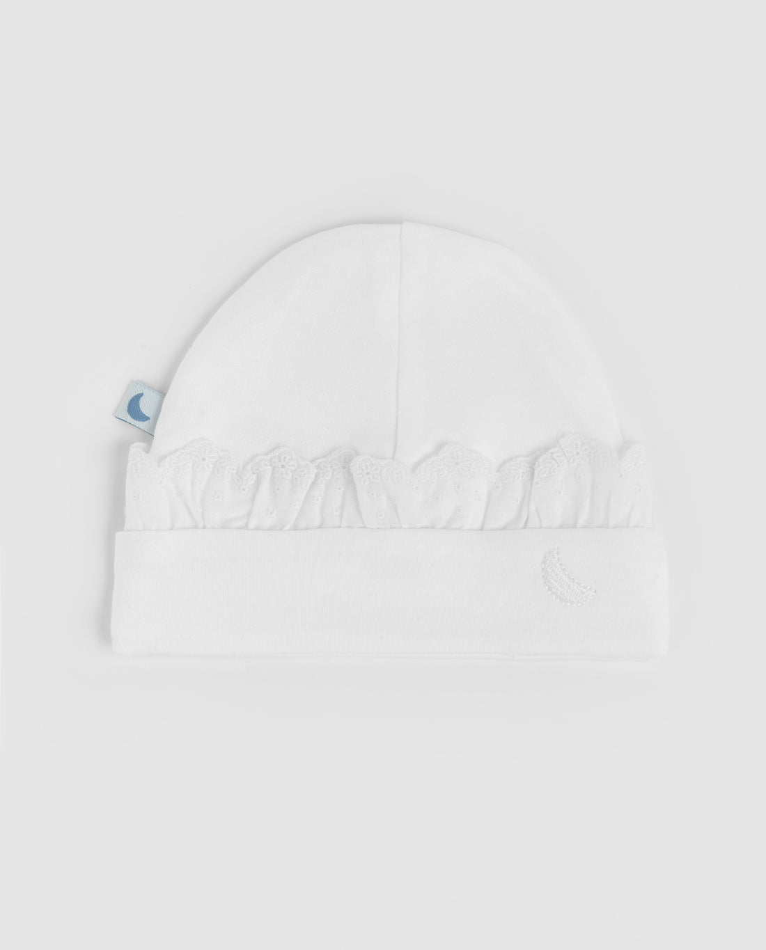 White Embroidered Strip Baby Hat