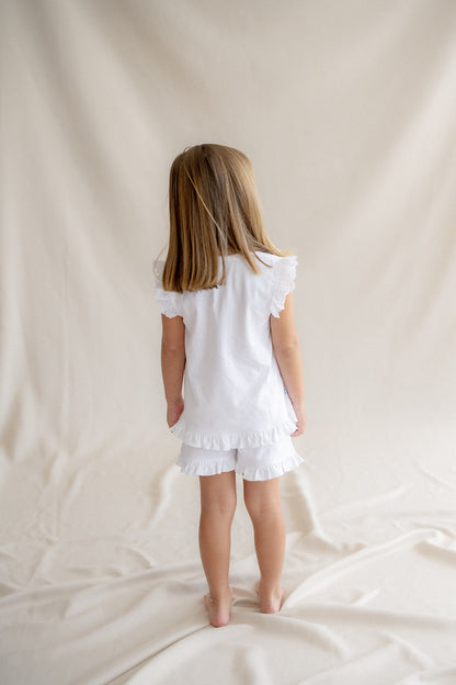 Pijama Kids Volantes Tira Bordada Corto