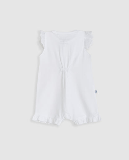 Pijama Bebé Tira Bordada Blanco Corto
