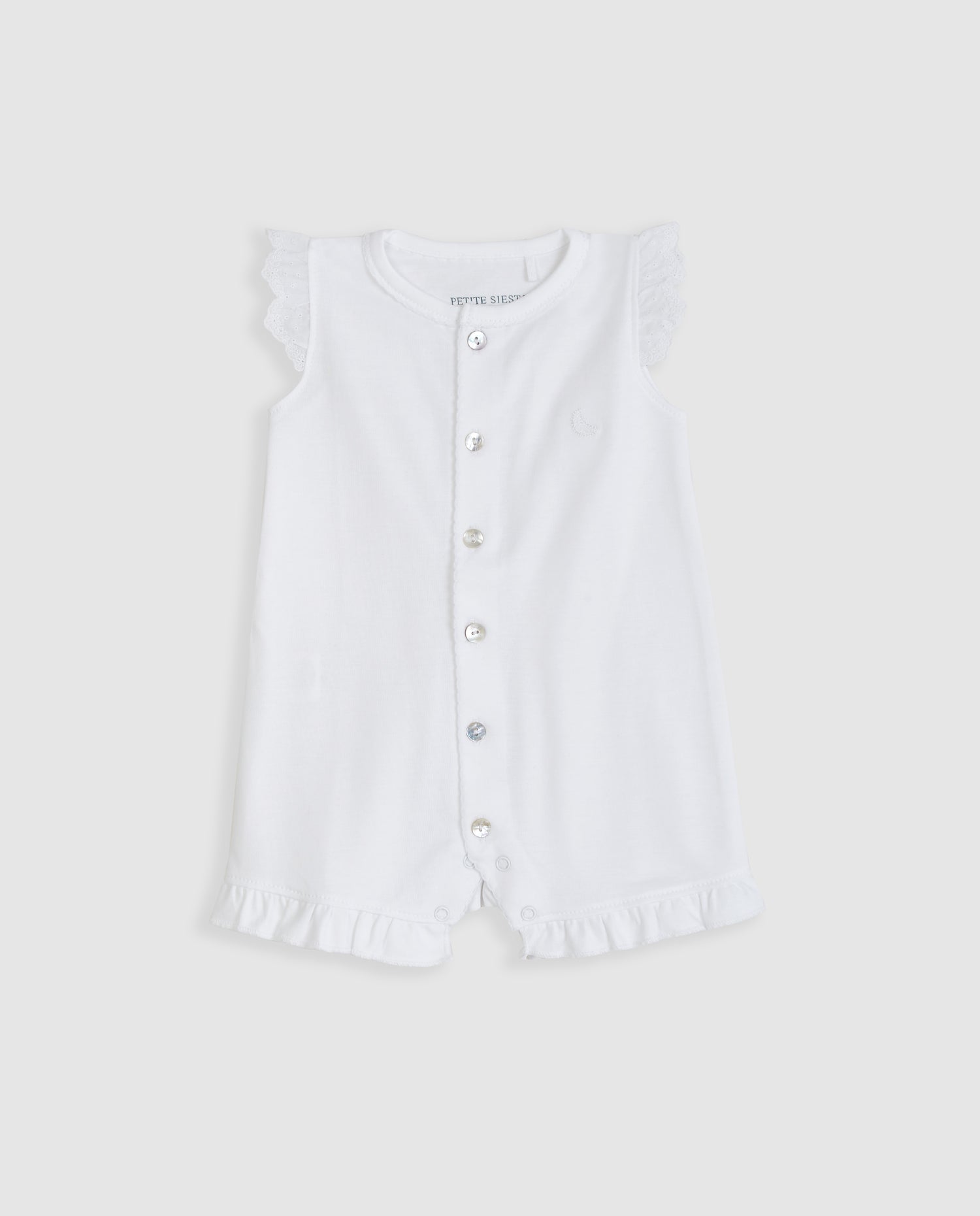 Pijama Bebé Tira Bordada Blanco Corto
