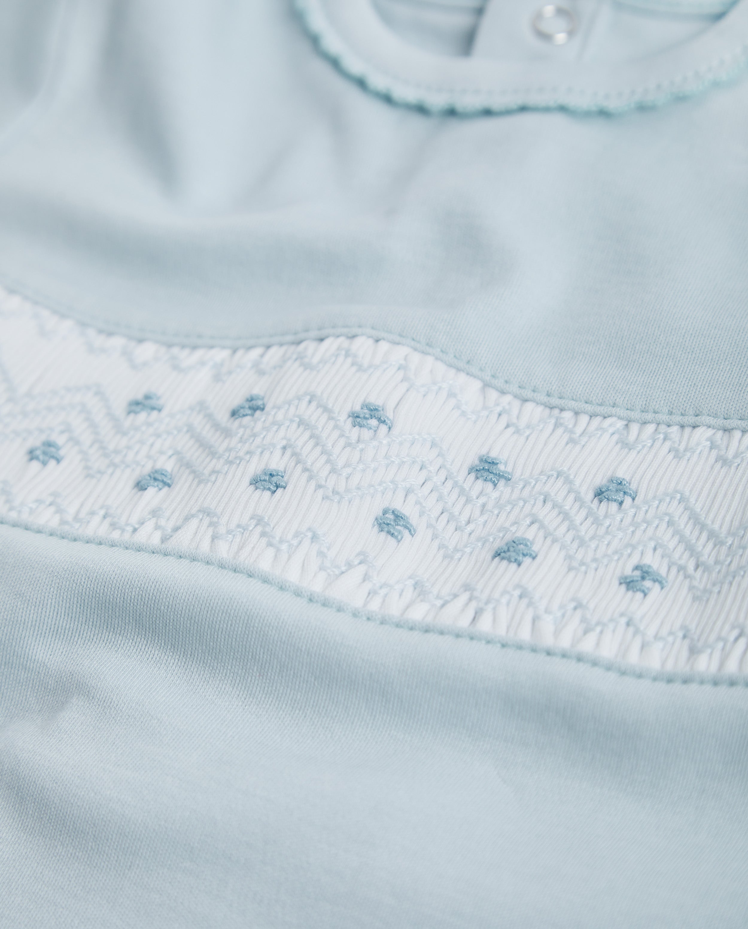 Pyjama bébé bleu court à smocks