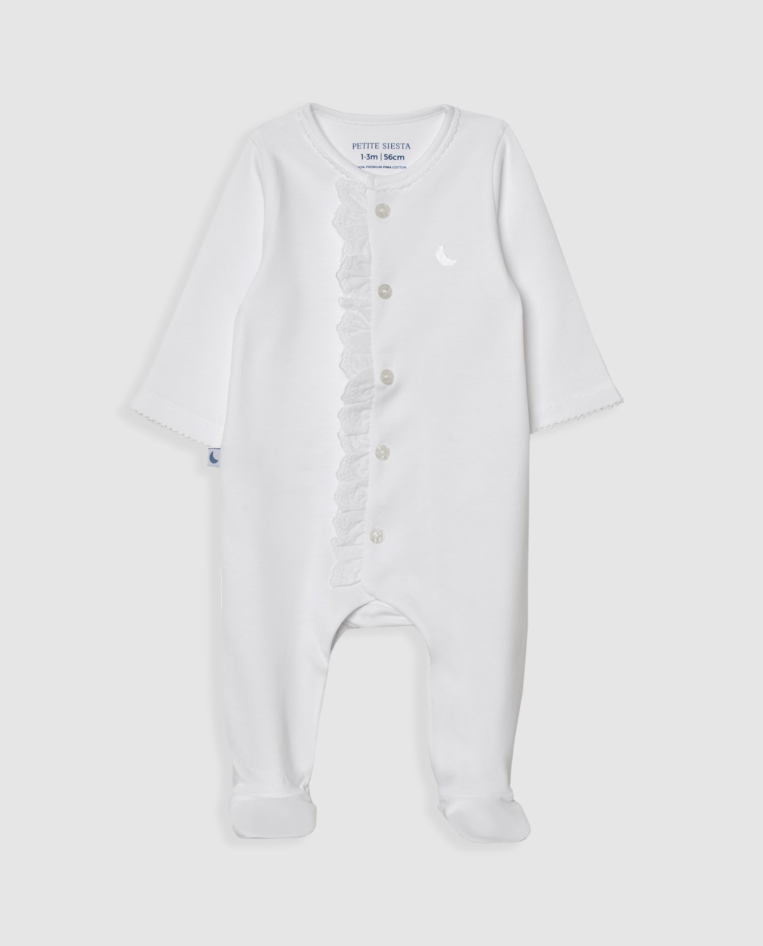 Pijama Bebé Tira Bordada Blanco