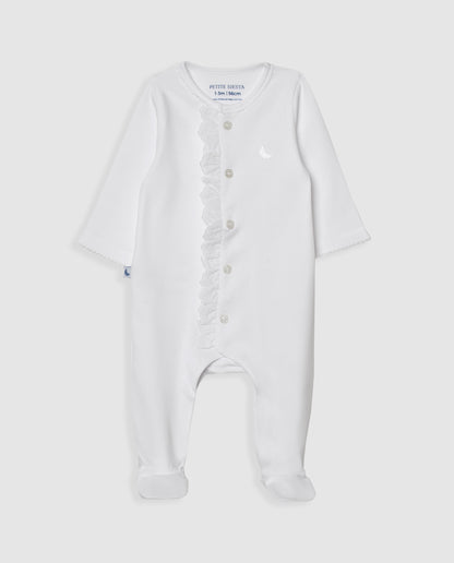 Pijama Bebé Tira Bordada Blanco
