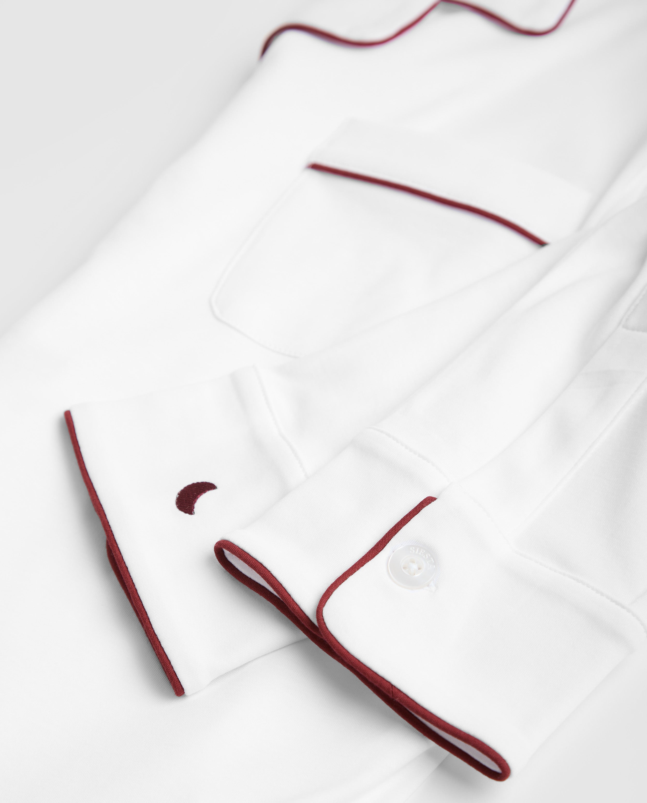 Pijama Hombre Camisero Blanco - Burgundy