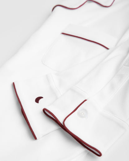 Pyjama chemise blanche pour homme - Bordeaux