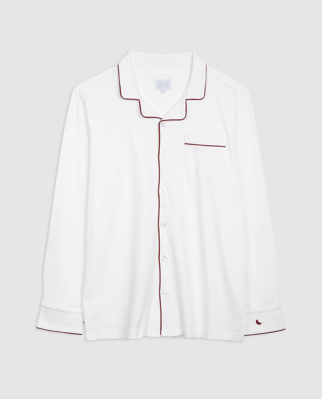 Pyjama chemise blanche pour homme - Bordeaux