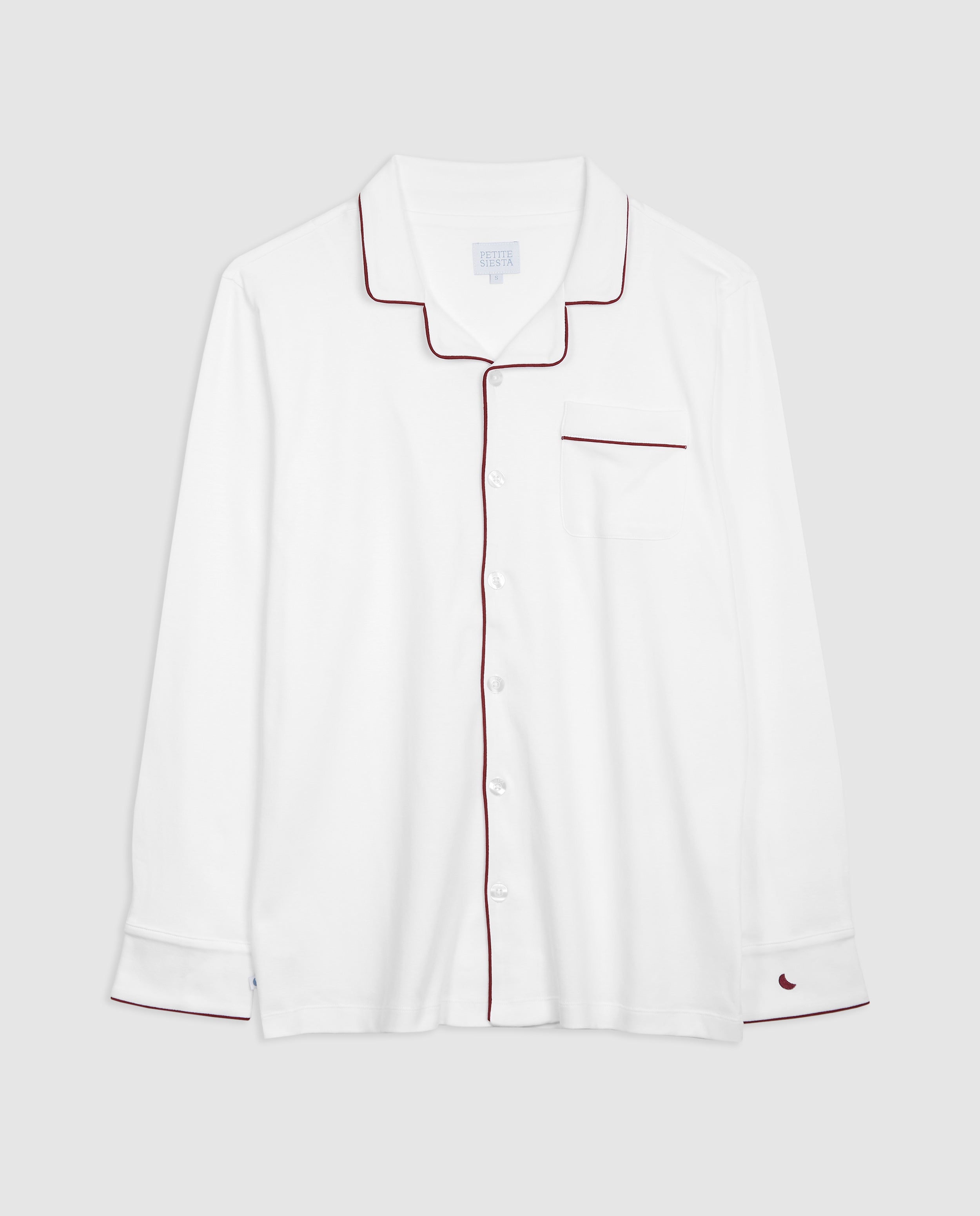 Pyjama chemise blanche pour homme - Bordeaux