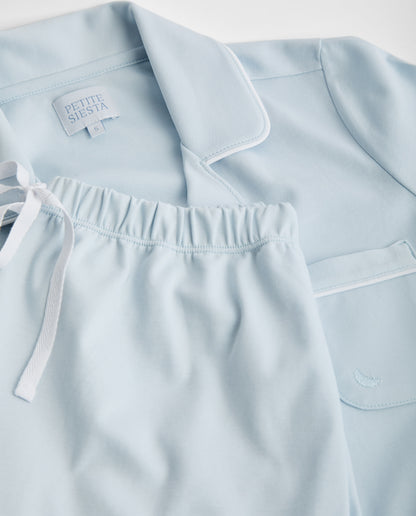 Pyjama chemise courte bleue pour femme