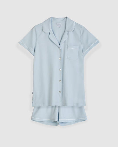 Pyjama chemise courte bleue pour femme