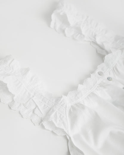 Pijama Mujer Tira Bordada Blanco