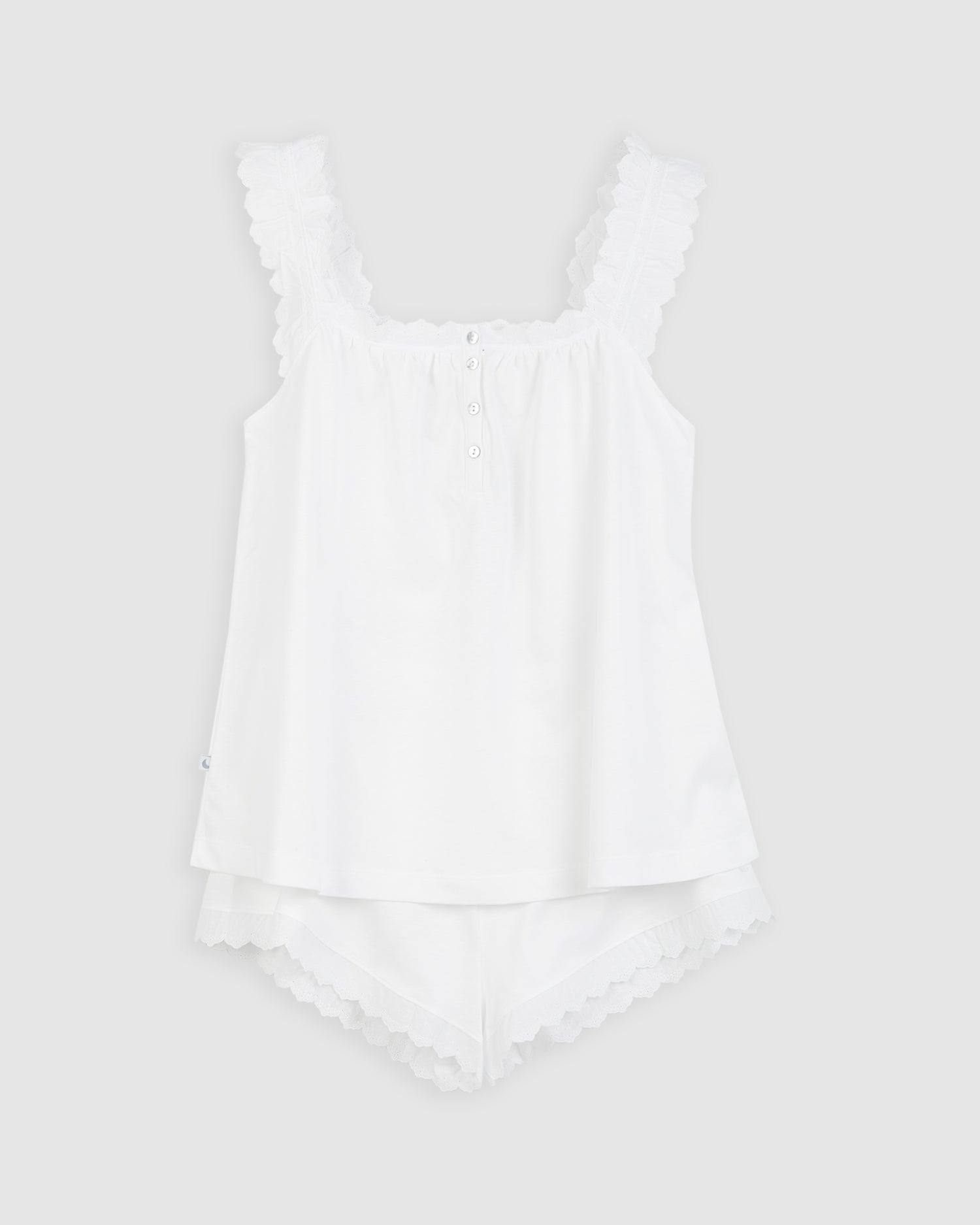 Pijama Mujer Tira Bordada Blanco