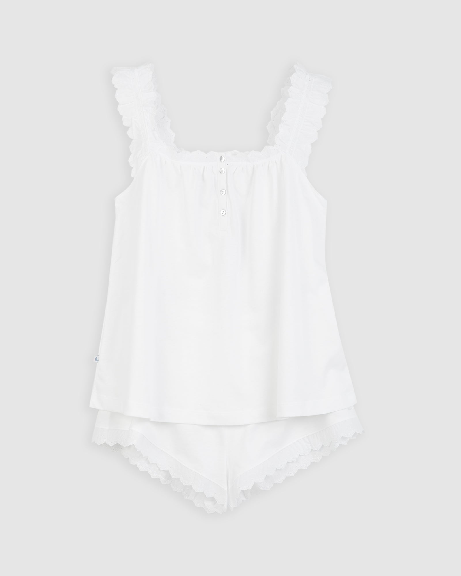 Pijama Mujer Tira Bordada Blanco
